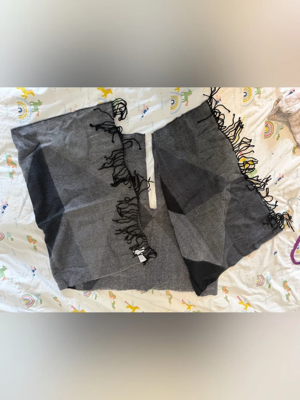Calvin Klein Oversized Geometric Scarf Wrap Black Gray One Size